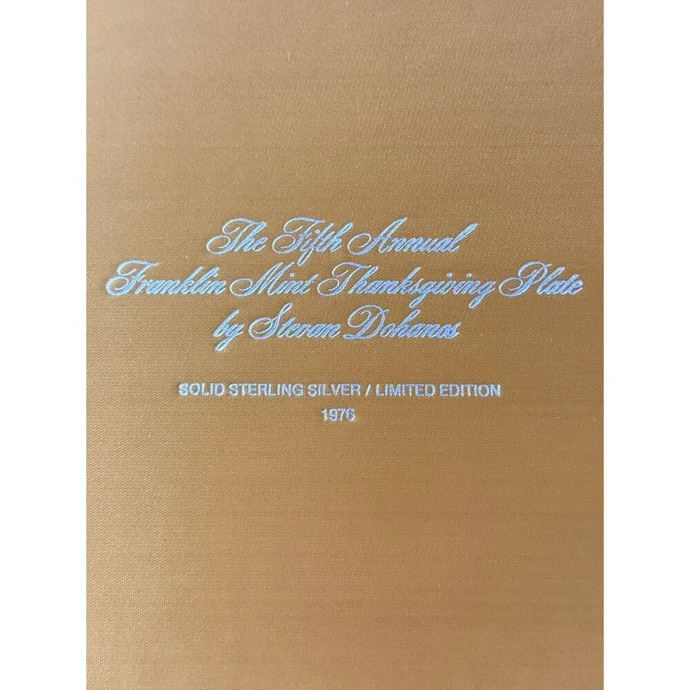 1976 Franklin Mint Sterling Silver Plate Home From The Hunt 6.2 Troy Oz COA